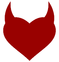 A red heart shape with devil horns.