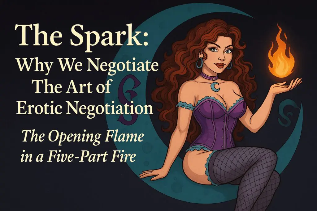 Illustration of woman with flame and text.
